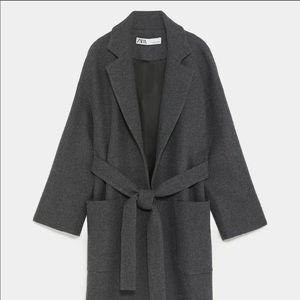 Zara oversized Manteco wool coat with tie
